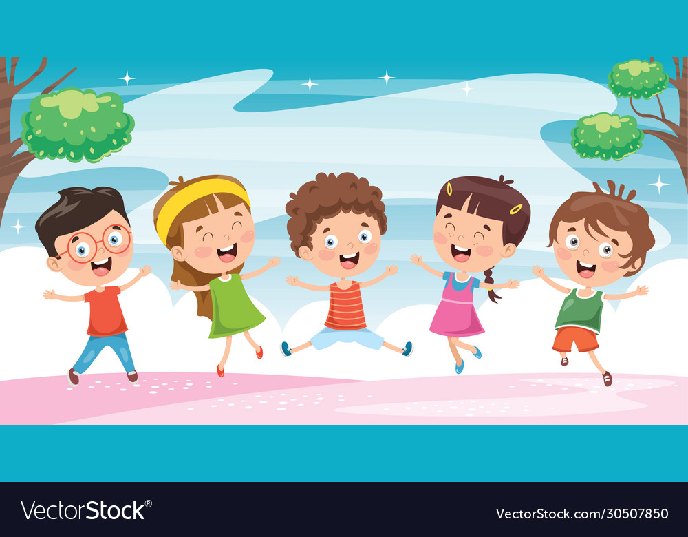 Children playing at nature Royalty Free Vector Image