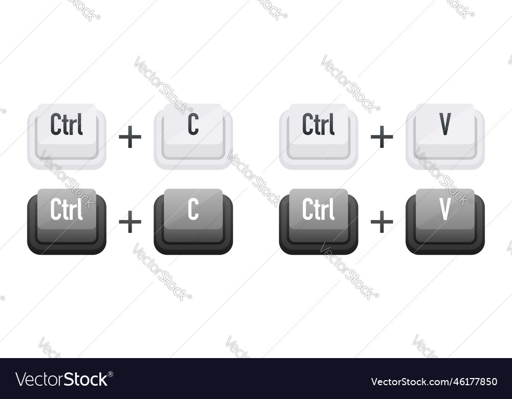 Ctrl c and ctrl v keyboard keys shortcut keys Vector Image