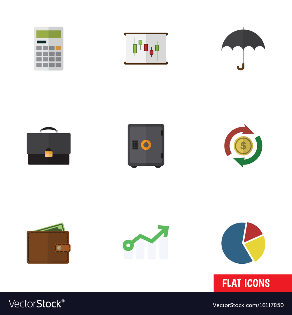 Flat icon incoming set of calculate portfolio