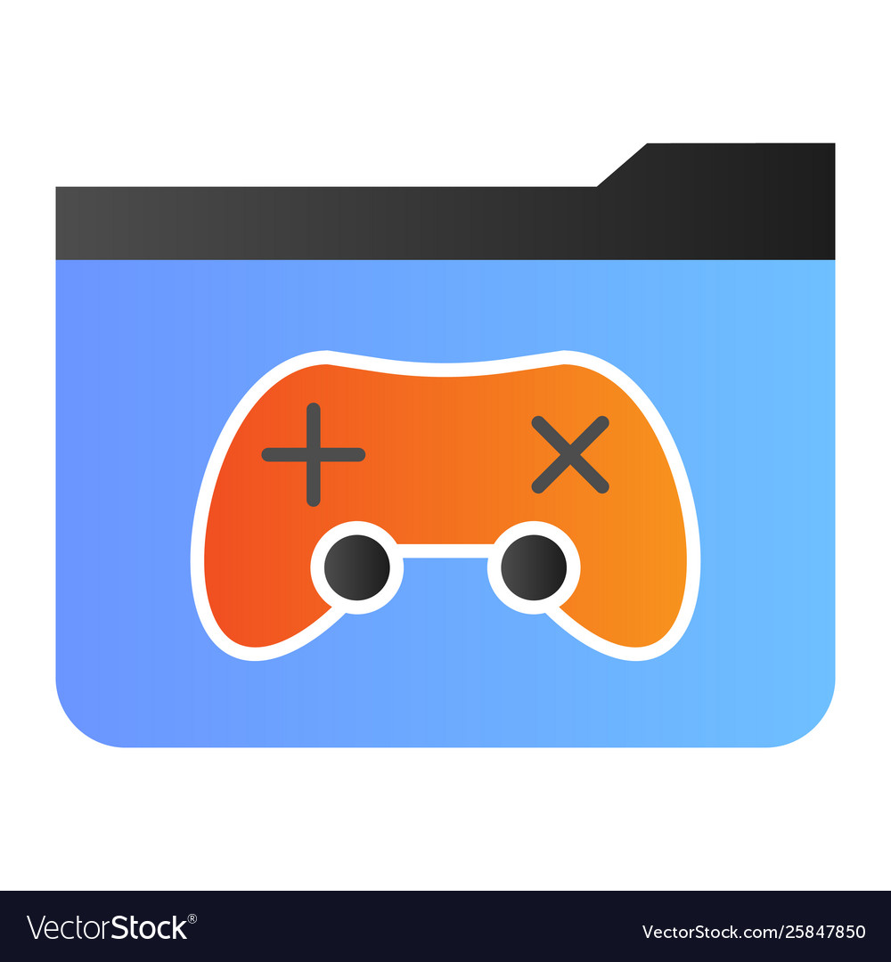 Game folder flat icon with pad color vector image Game folder flat icon with pad color