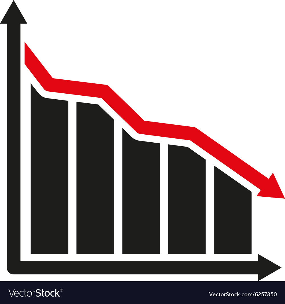 Graph down icon chart below and loss