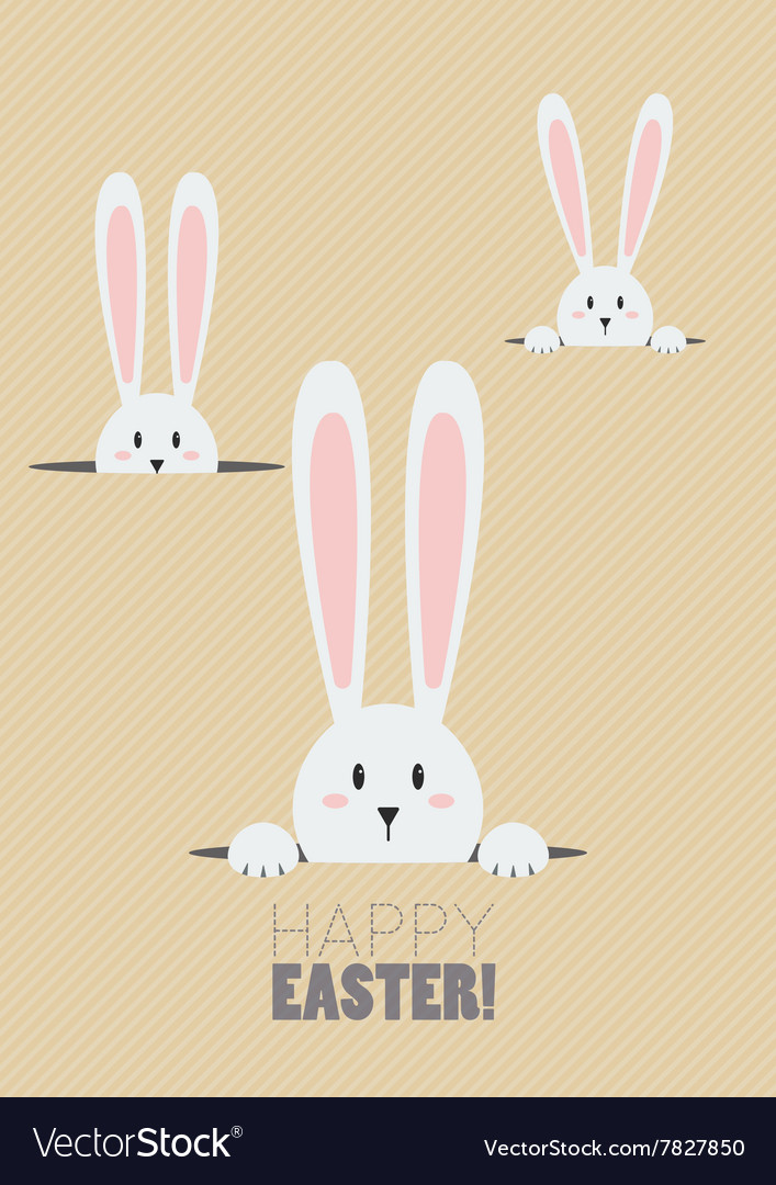 Happy easter with white rabbits in a hole