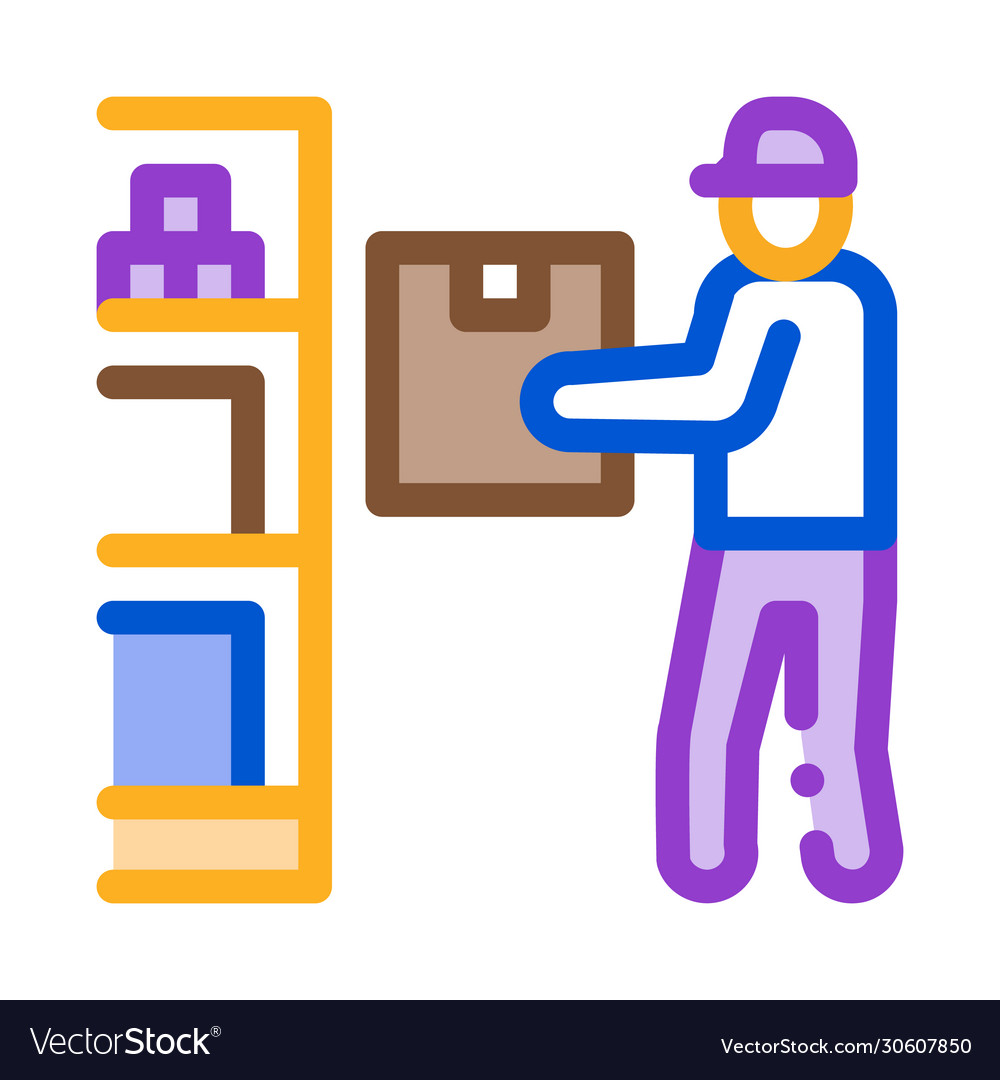 Man restocking in cellar icon outline Royalty Free Vector