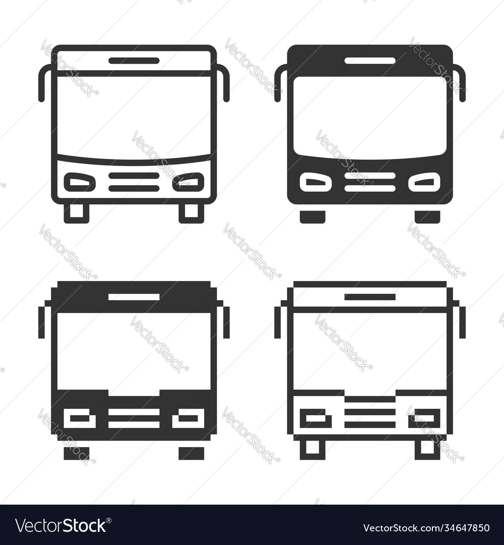 Monochromatic bus icon in different variants line vector image Monochromatic bus icon in different variants line