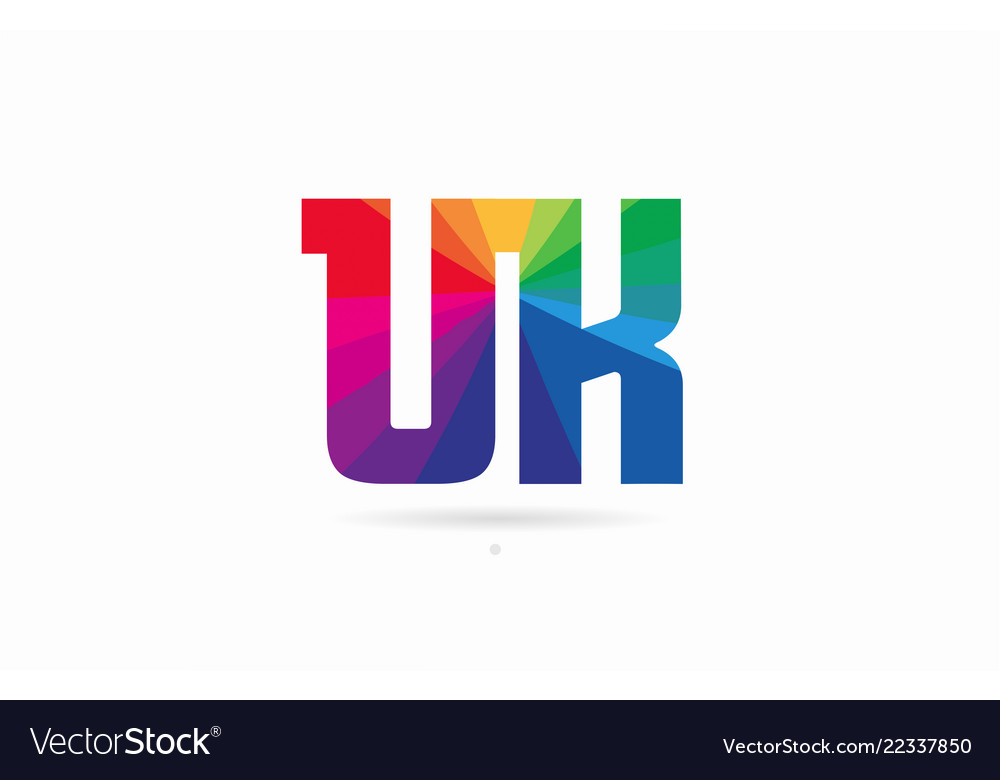 Rainbow colored alphabet combination letter uk u