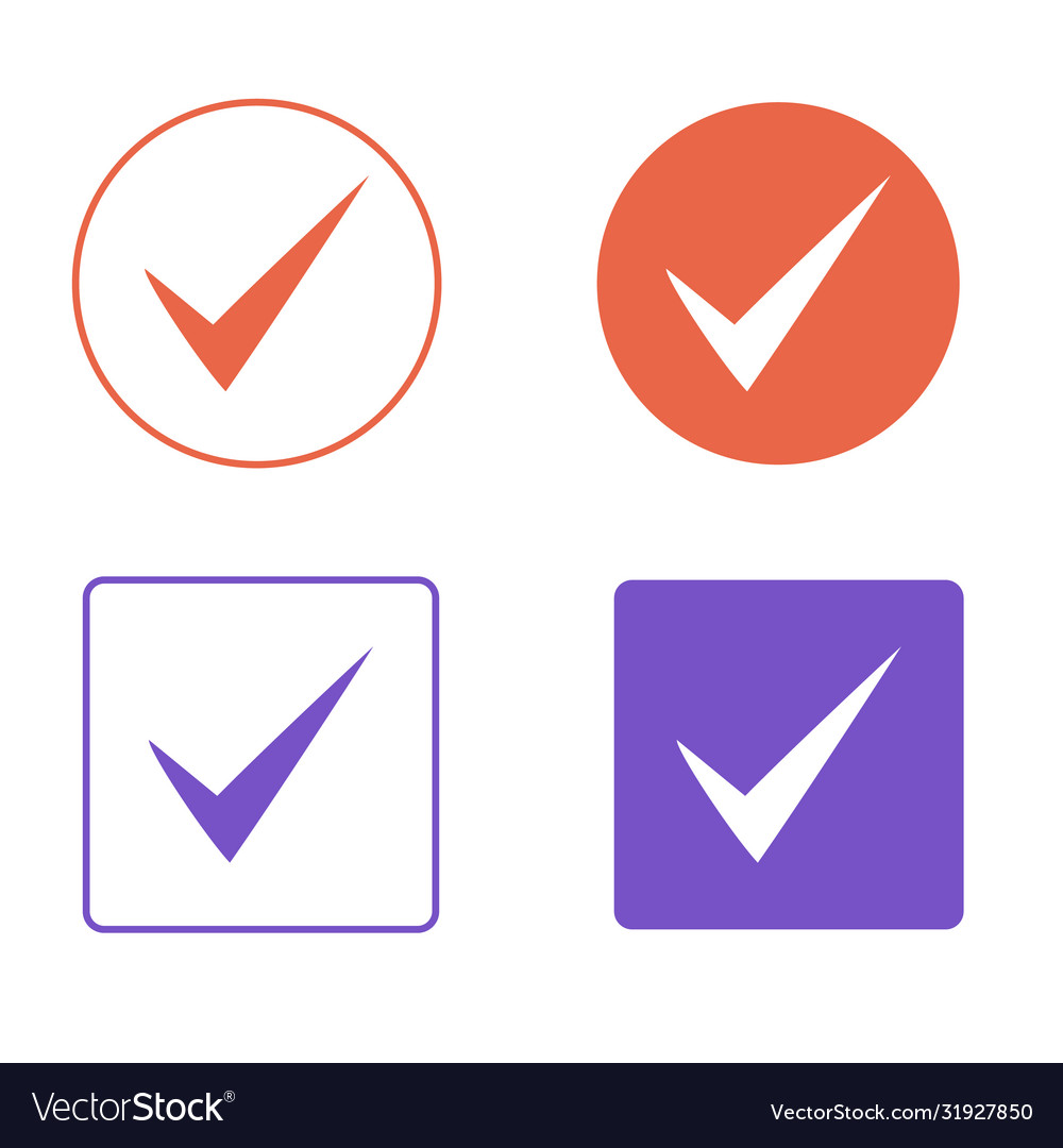 Set flat design check marks icons different