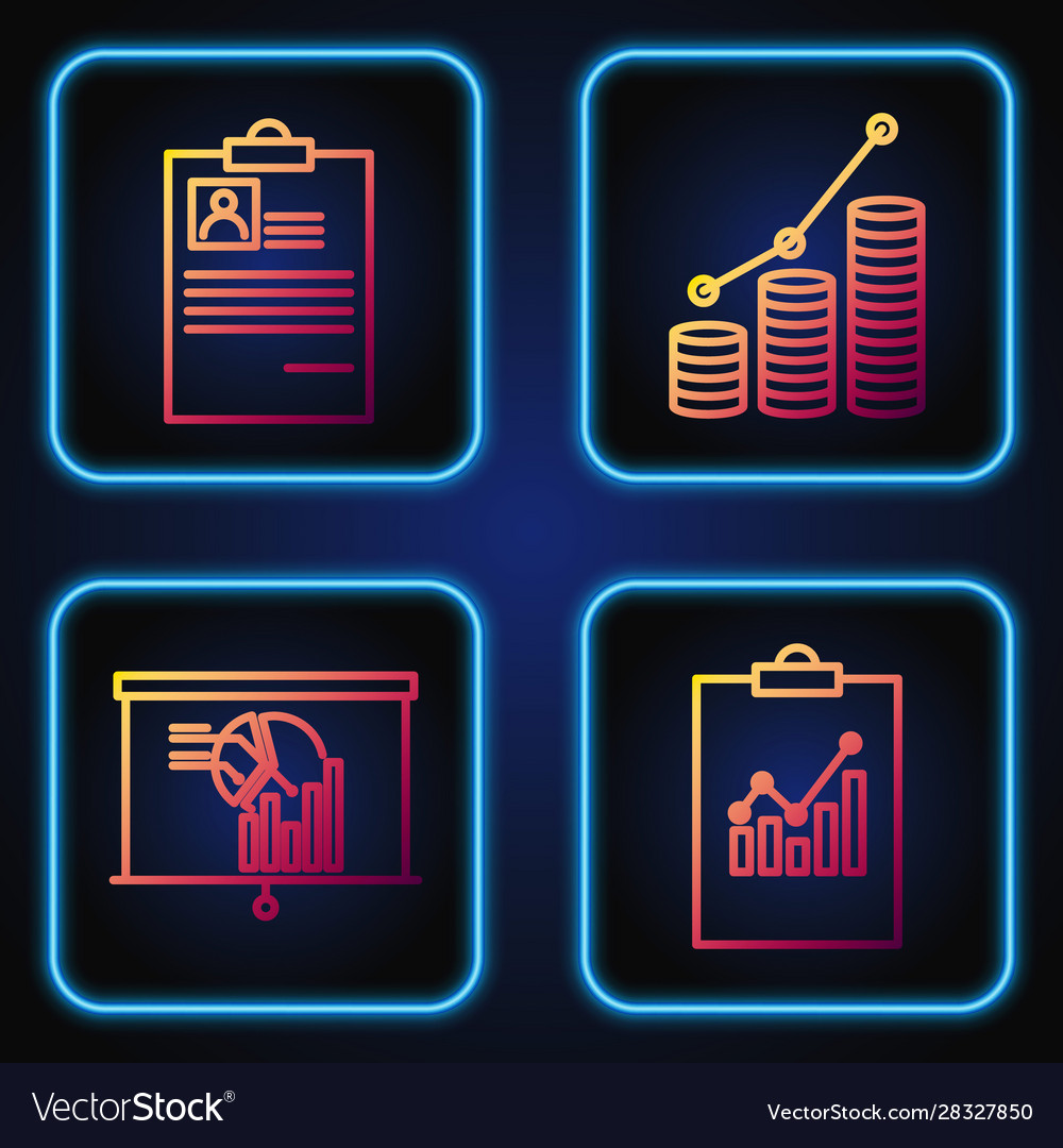 Set line clipboard with graph chart board vector image Set line clipboard with graph chart board