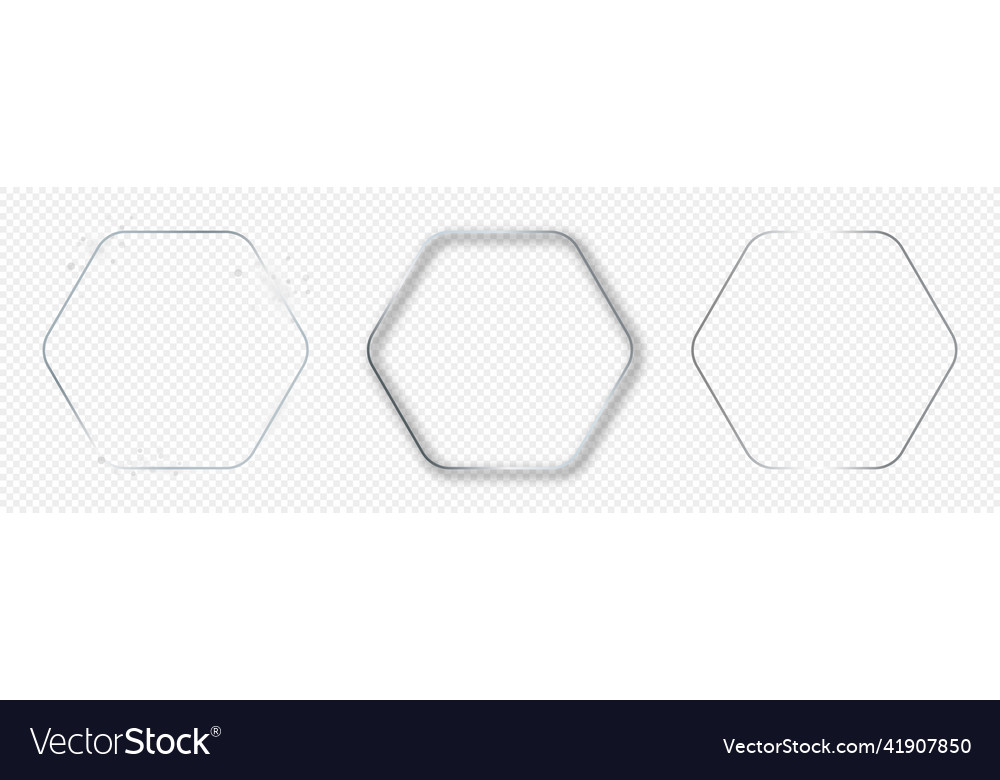 Silver glowing rounded hexagon frame