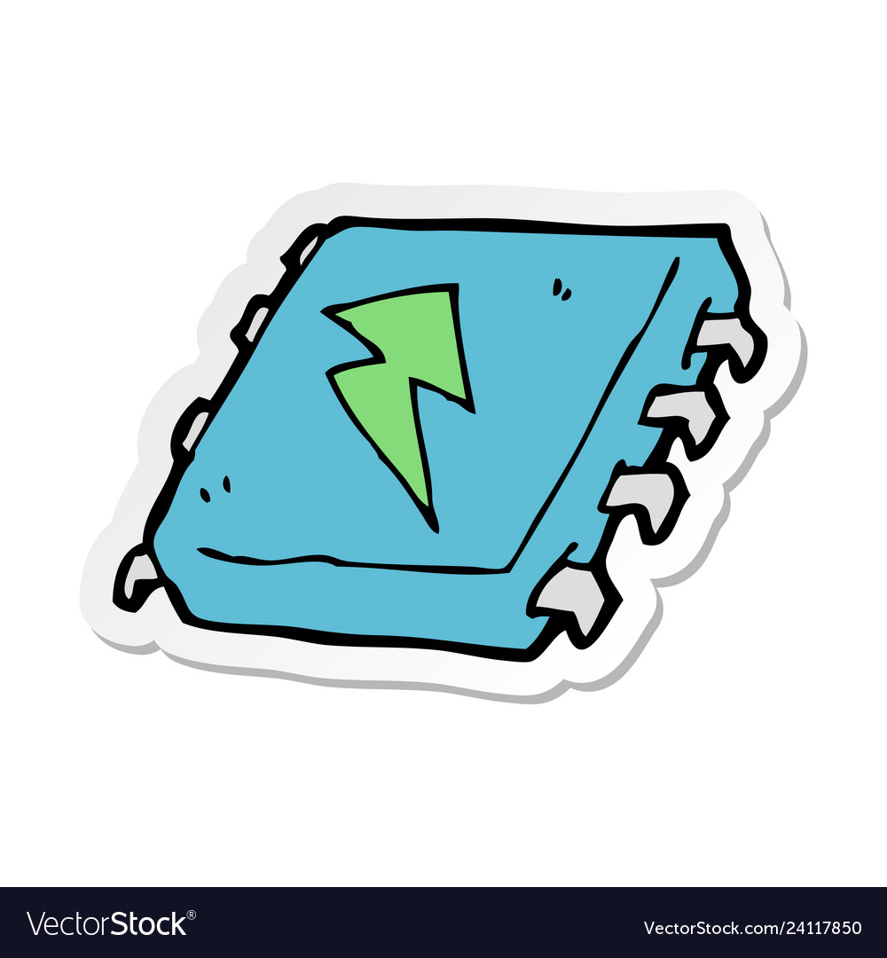 Sticker of a cartoon computer chip