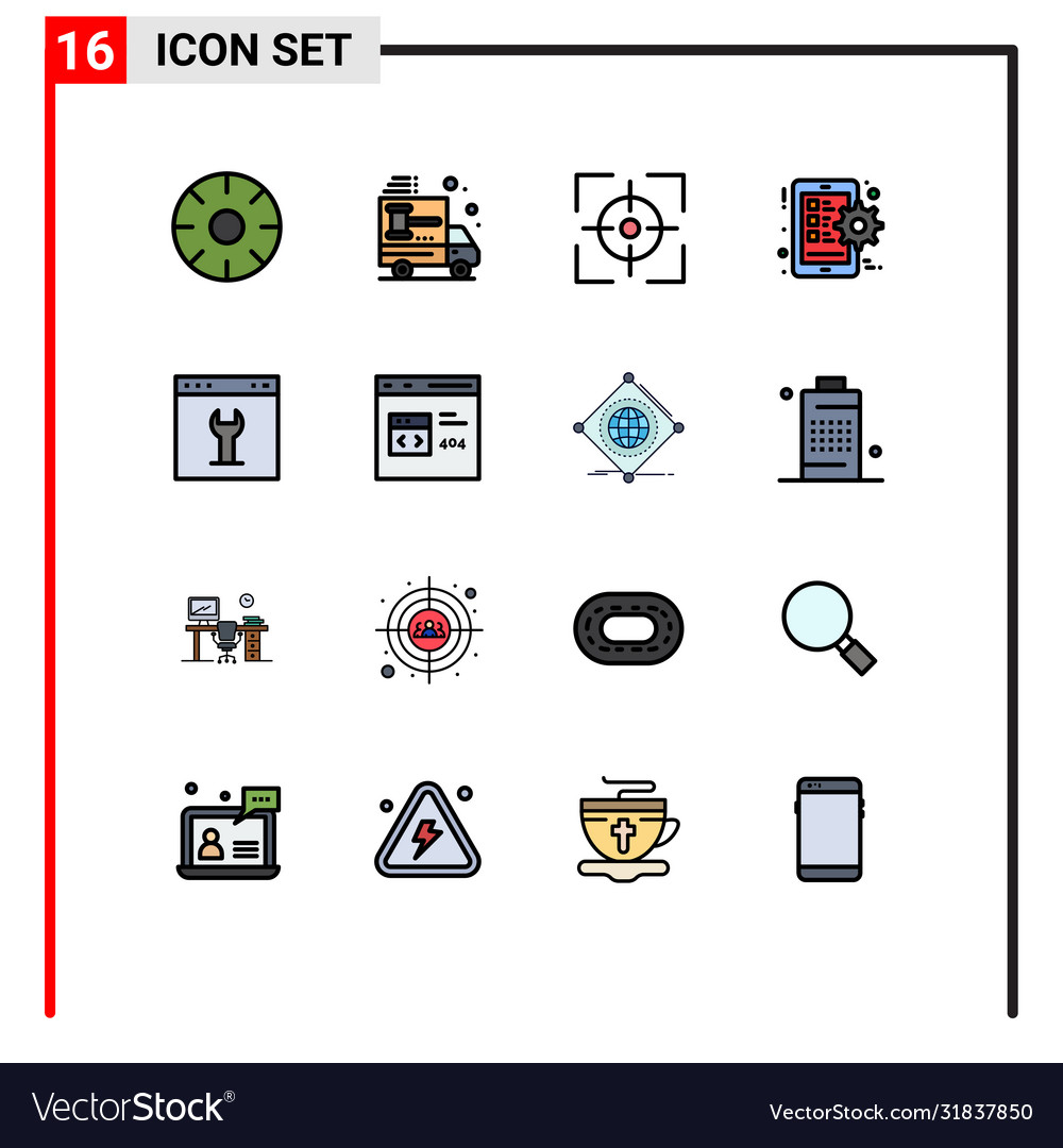 Stock icon pack 16 line signs and symbols for Vector Image