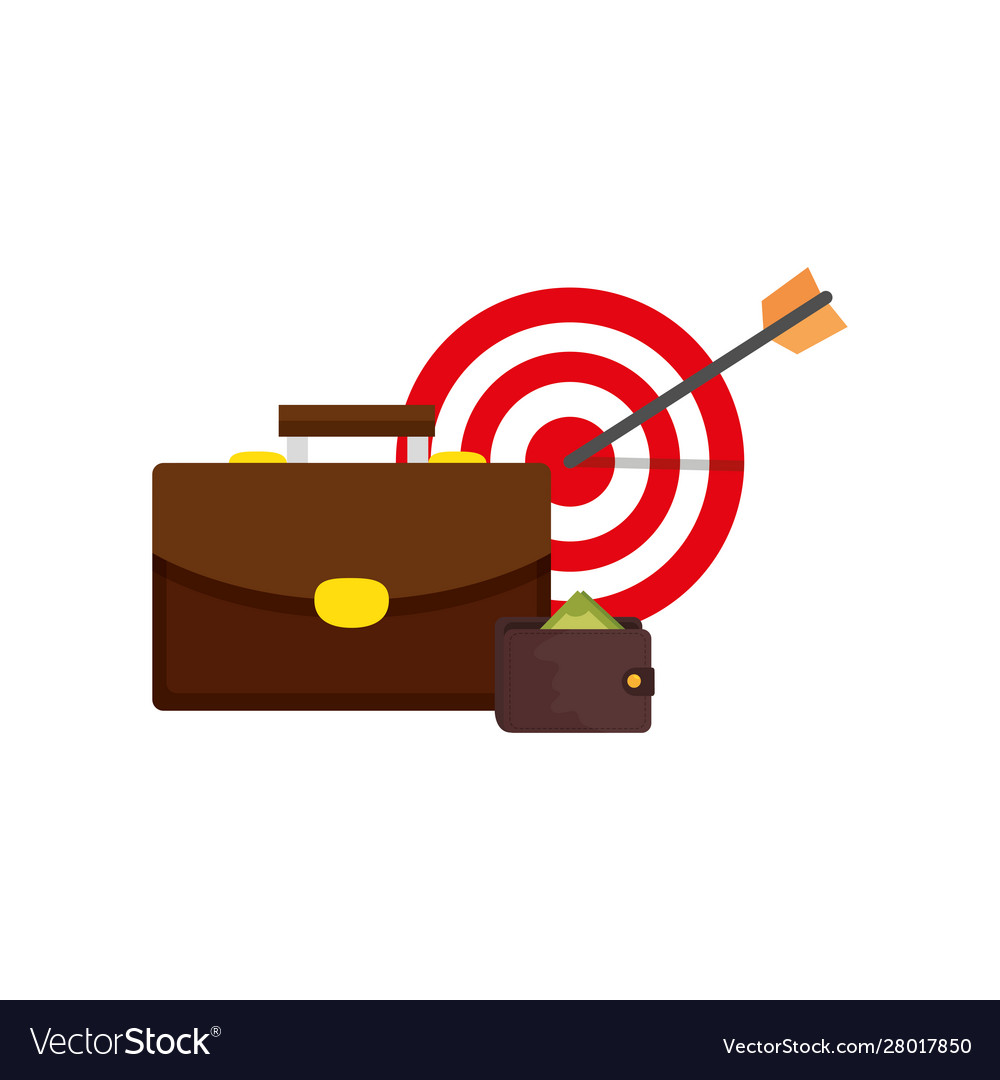 Target with suitcase and wallet isolated icon