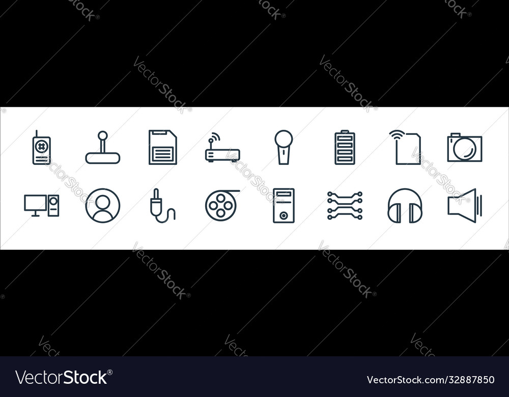 Technology line icons linear set quality vector image Technology line icons linear set quality