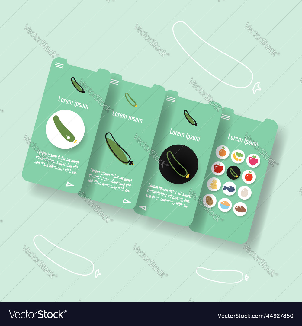 Template mobile app page with cucumber vegetable vector image Template mobile app page with cucumber vegetable