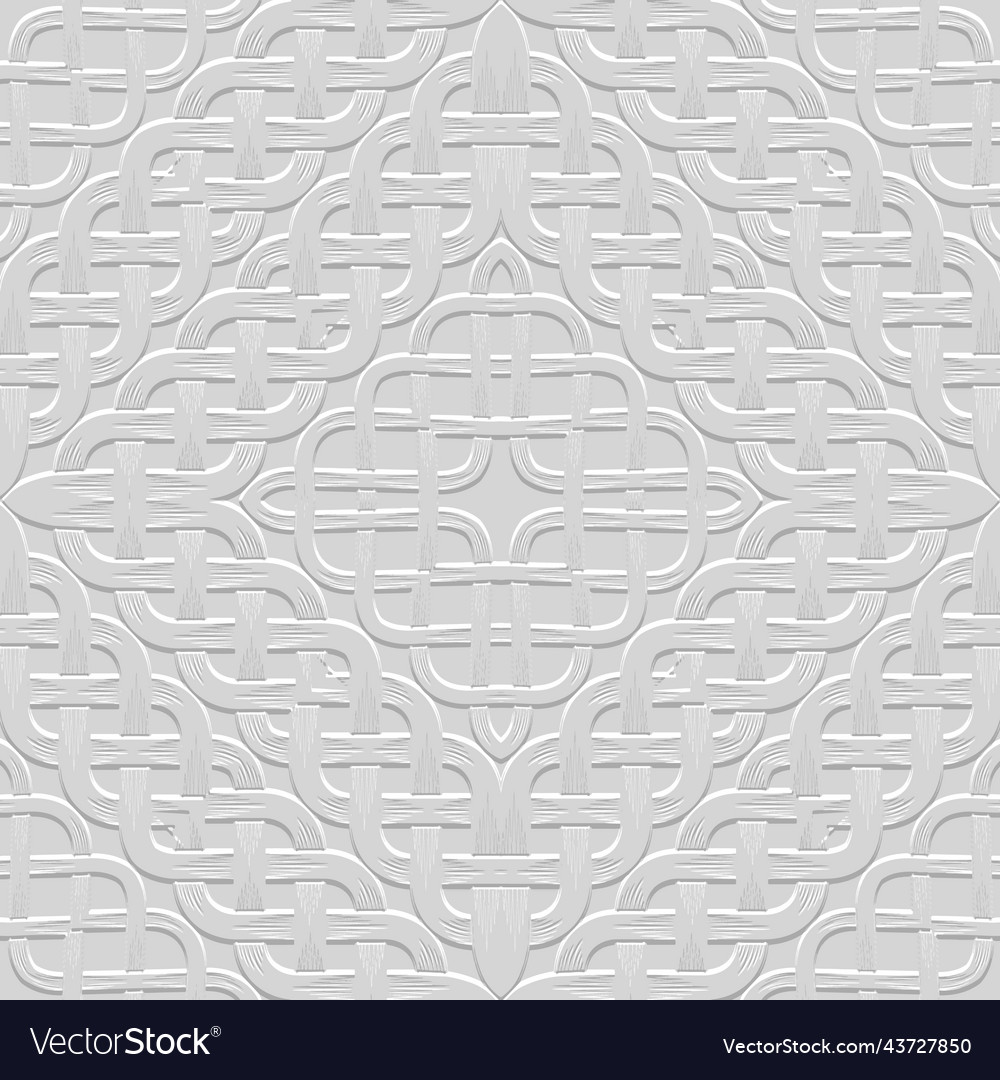 White 3d emboss celtic seamless pattern textured Vector Image