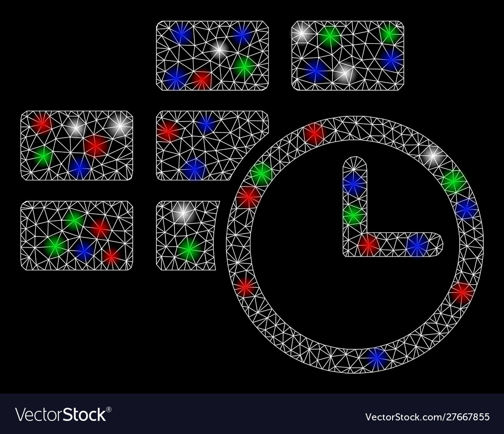 Bright mesh network time table with light spots vector image Bright mesh network time table with light spots