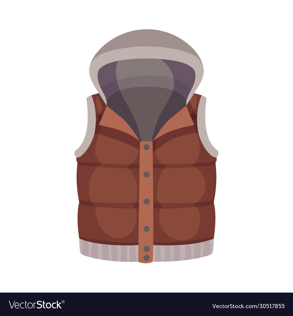 Brown buttoned vest with hood as male clothing