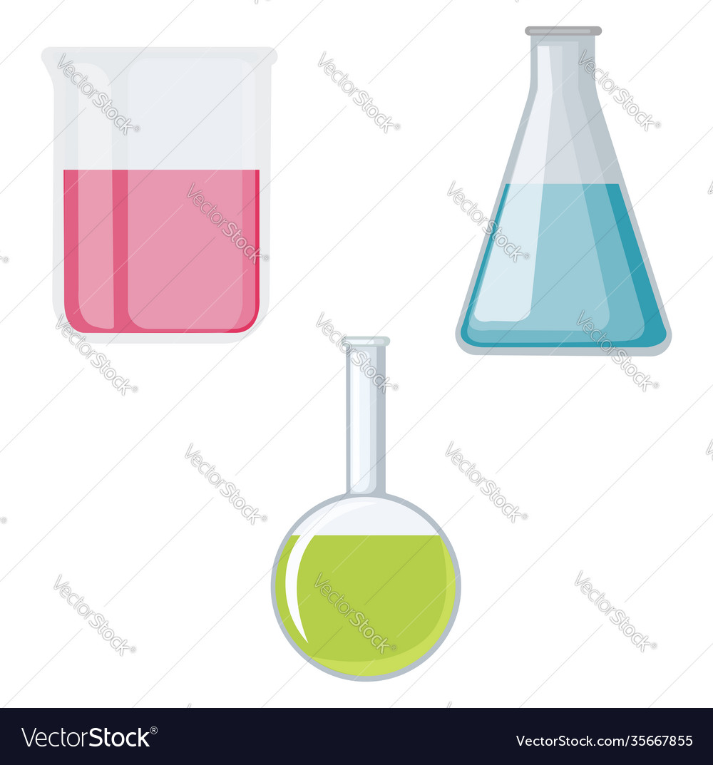 Chemistry bottles on white background Royalty Free Vector