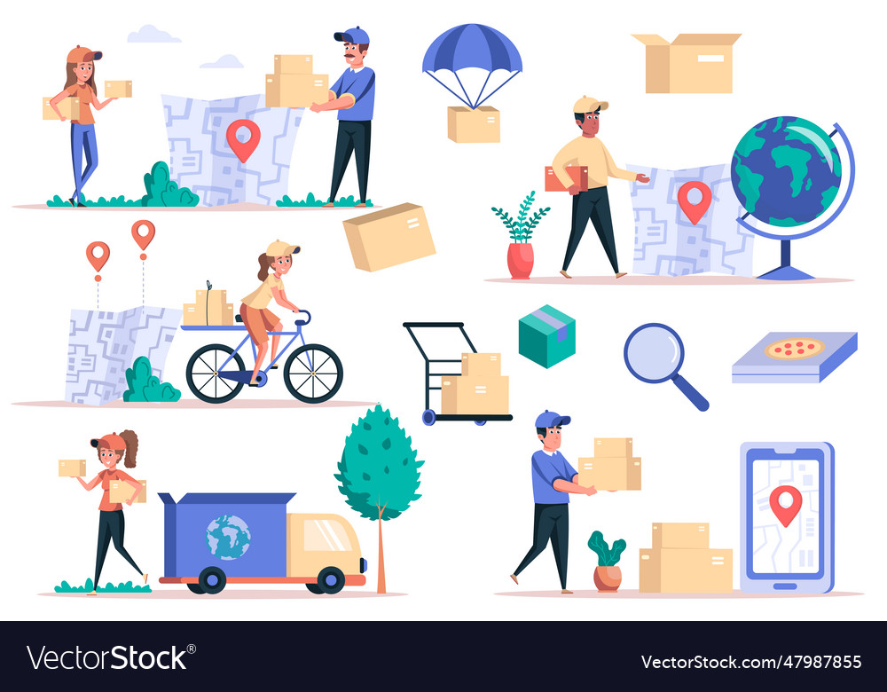 Delivery service isolated elements set bundle