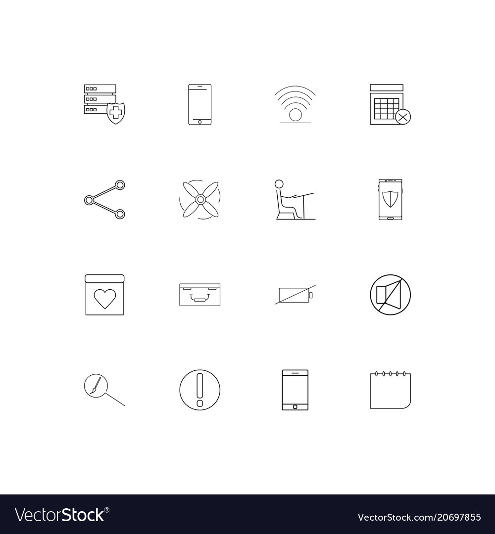 Devices simple linear icons set outlined