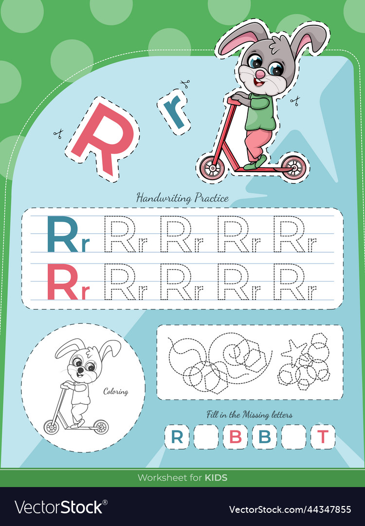 Education worksheet for kids with a rabbit