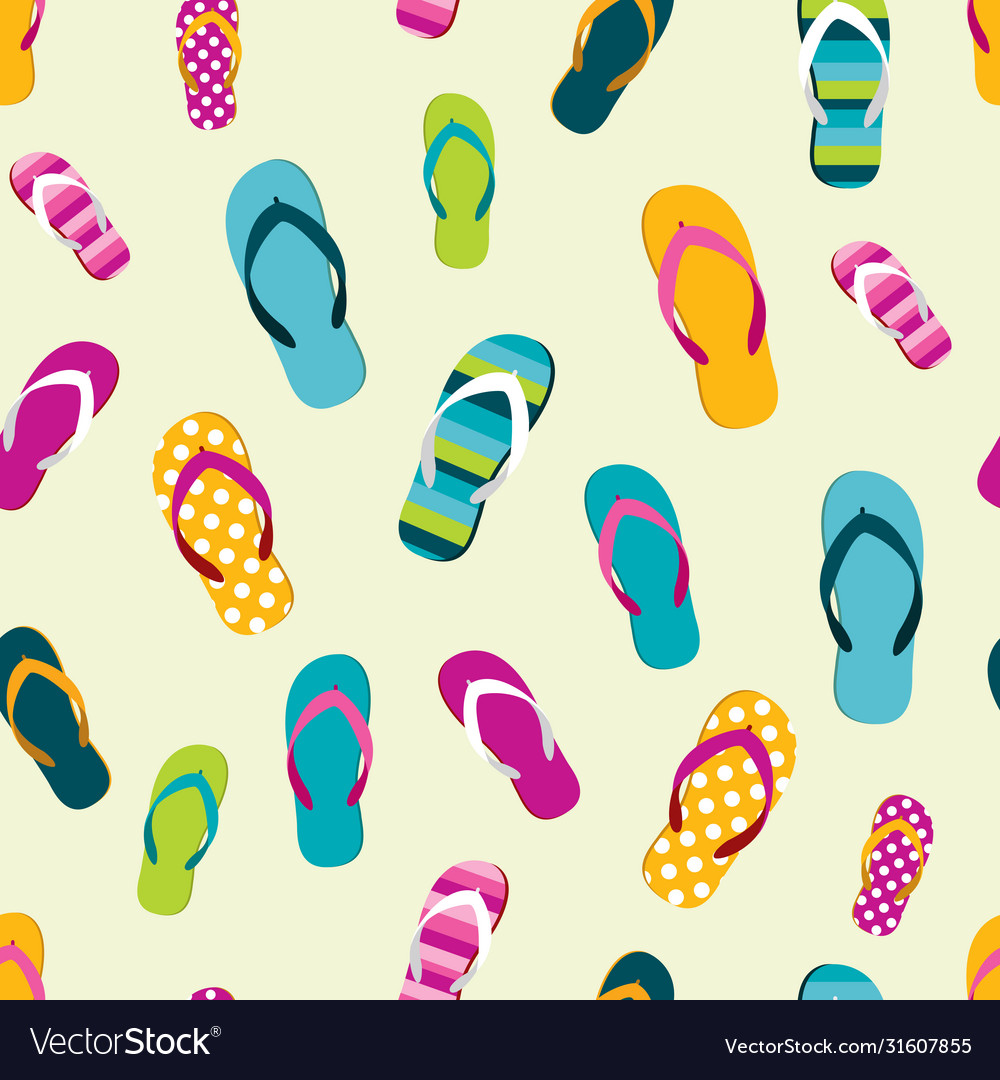 Flip flop color summer pattern seamless repeat vector image Flip flop color summer pattern seamless repeat