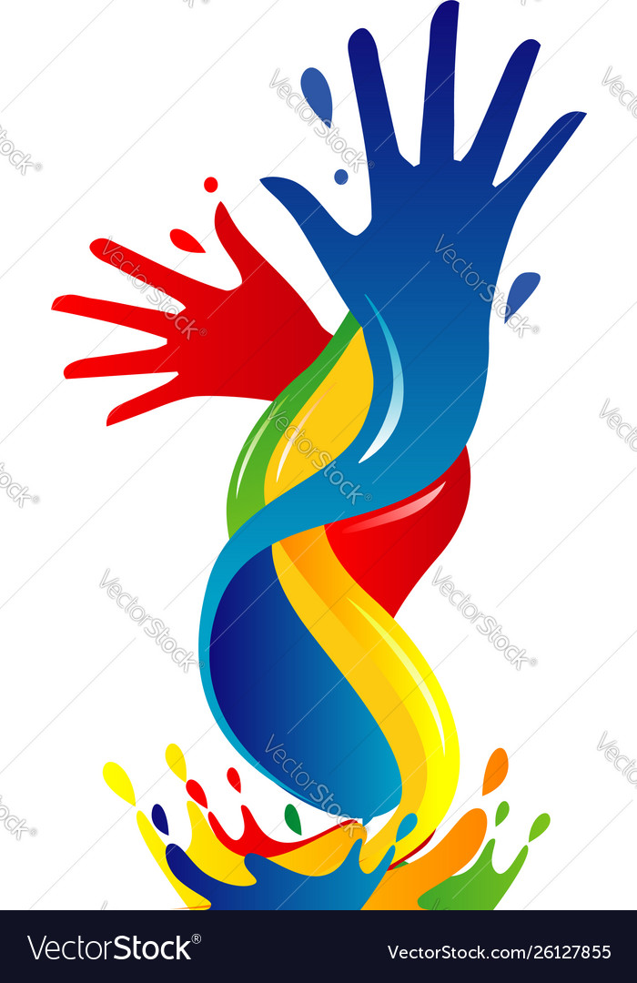 Hand colorful paint logo sign symbol Royalty Free Vector