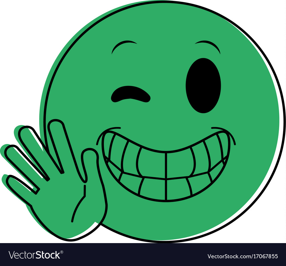 Happy open hand hi bye wink emoji instan