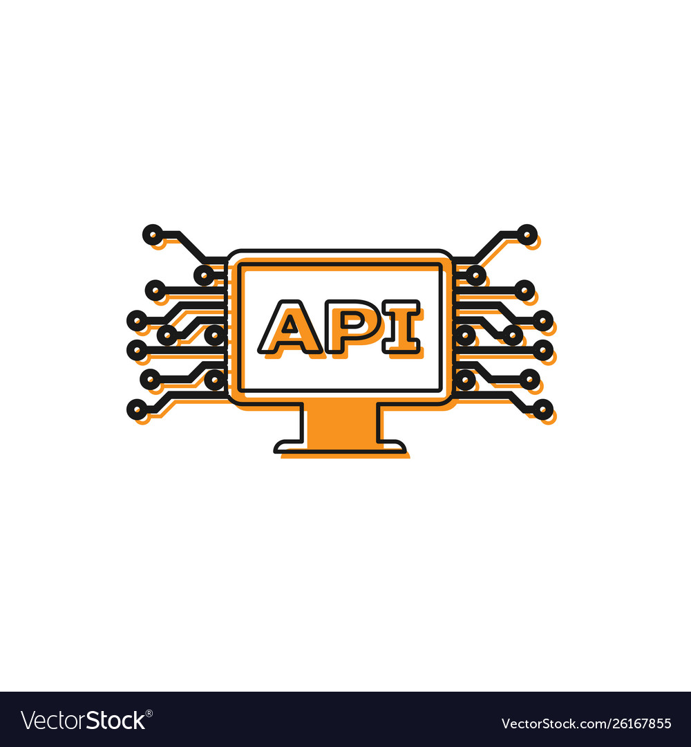 Orange computer api interface icon isolated vector image Orange computer api interface icon isolated