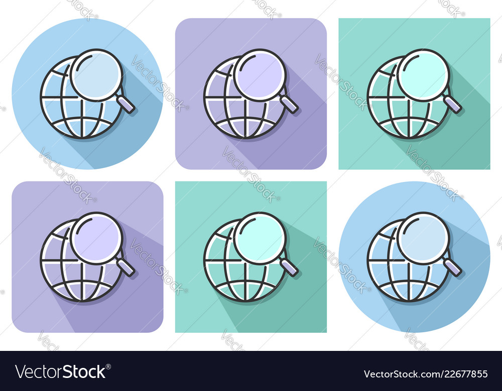Outlined icon of global search with parallel vector image Outlined icon of global search with parallel