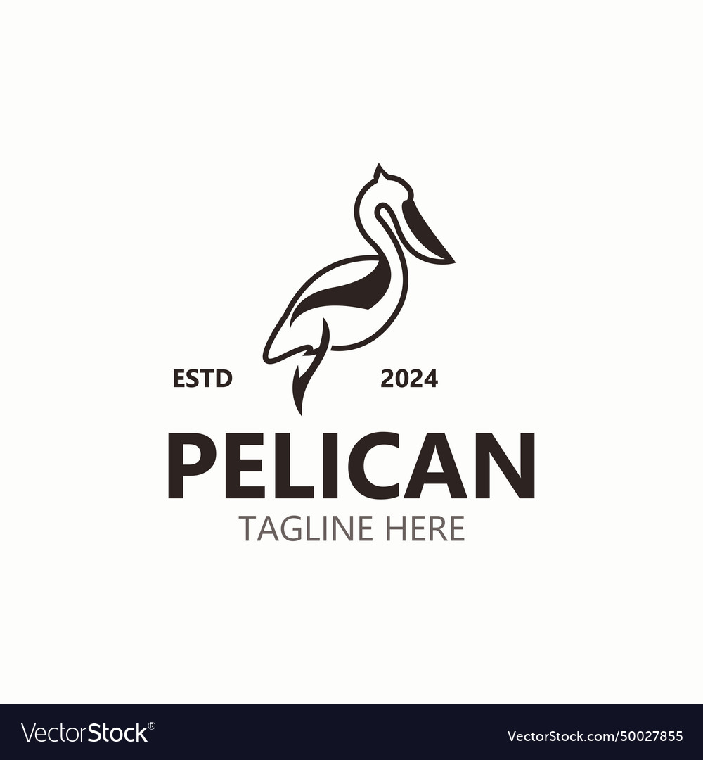 Pelican bird silhouette vintage logo Royalty Free Vector