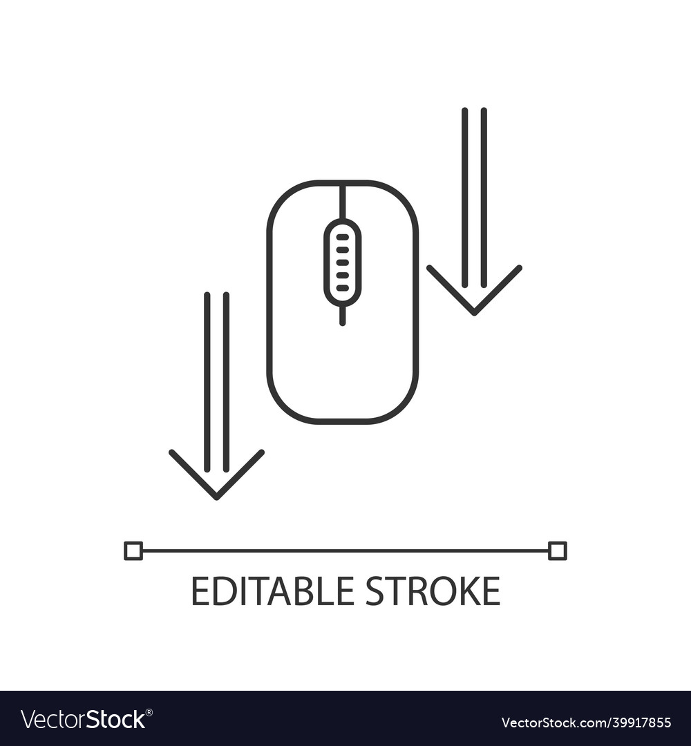 Scroll down mouse pixel perfect linear icon vector image Scroll down mouse pixel perfect linear icon