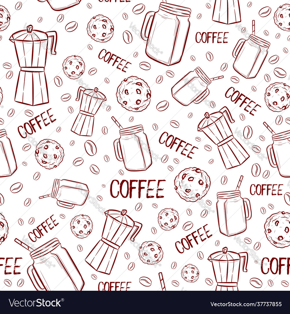 Seamless pattern with cafeteria brown elements vector image Seamless pattern with cafeteria brown elements
