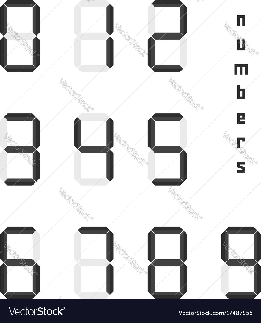 Set of black simple digital numbers