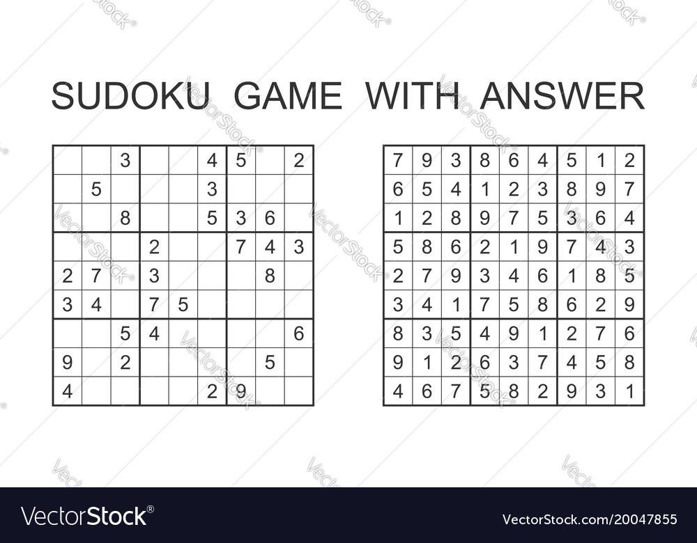 Sudoku game with answer puzzle numbers