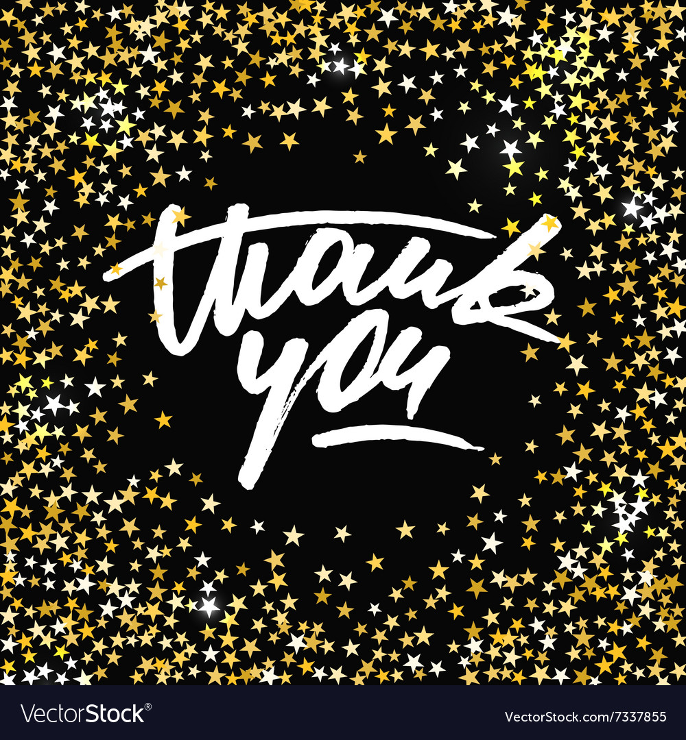 Thank you card with scattered shiny golden stars Vector Image