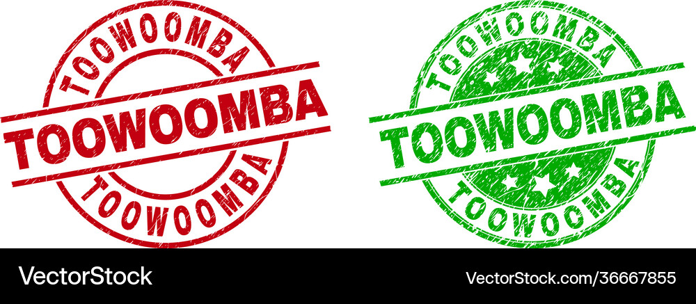 Toowoomba round stamps with corroded surface Vector Image