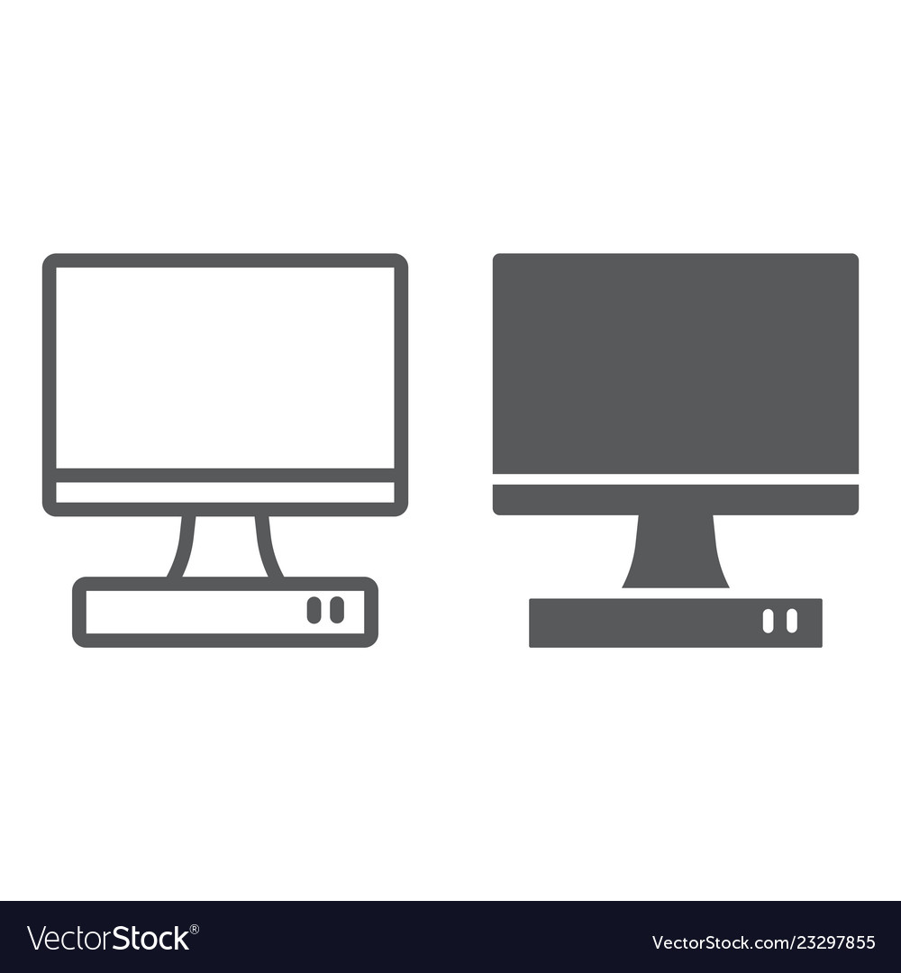 Tv line and glyph icon monitor media