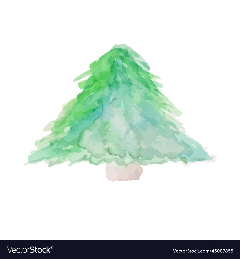 Watercolor fir tree hand drawn