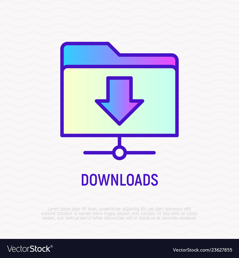 Website Download Icon - Thin Line
