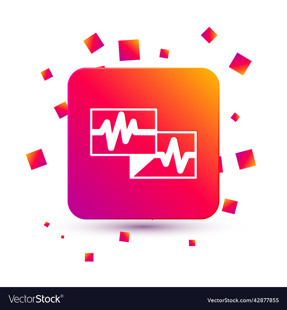 White computer monitor with cardiogram icon vector image White computer monitor with cardiogram icon