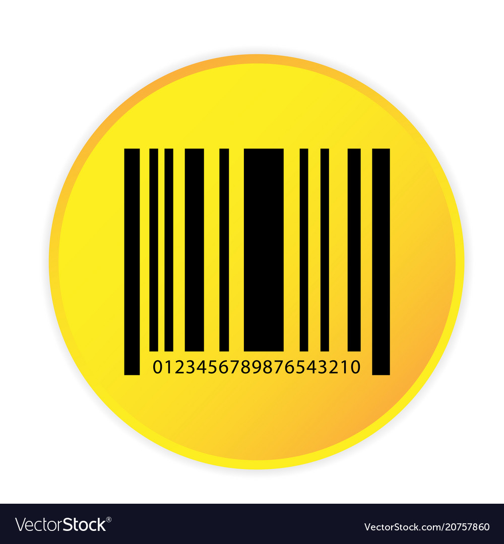 Bar code icon yellow circle frame background vector image Bar code icon yellow circle frame background