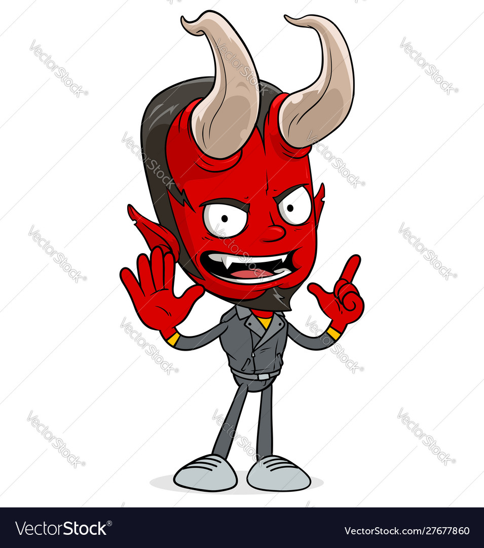 Cartoon funny red devil boy character