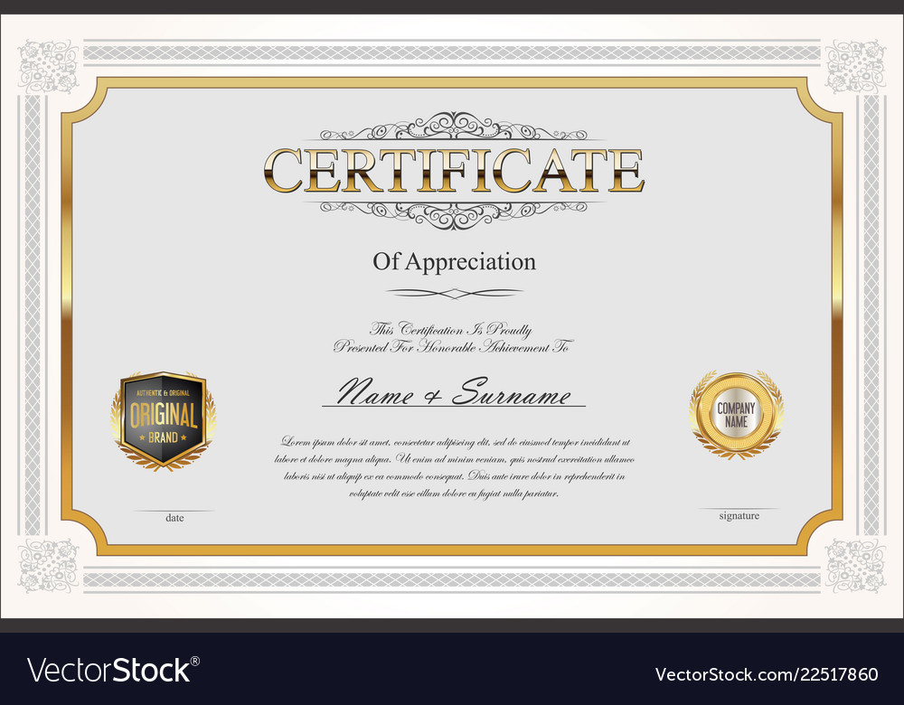 Certificate or diploma retro vintage design 01 Vector Image