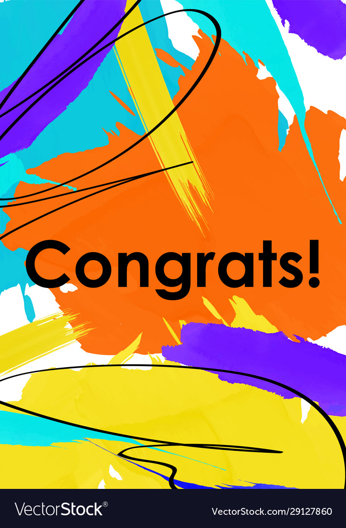 Congrats message abstract postcard template