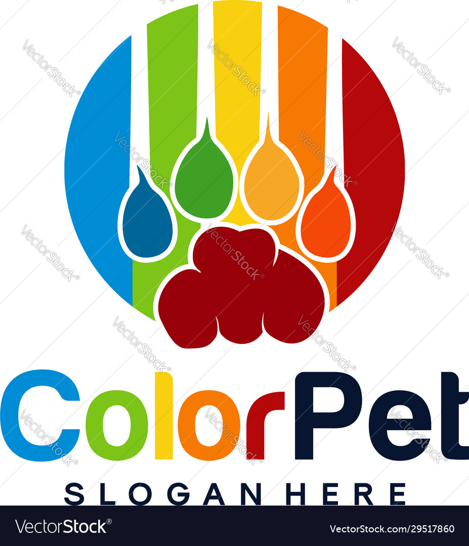 Iconic animal paw logo design template pet