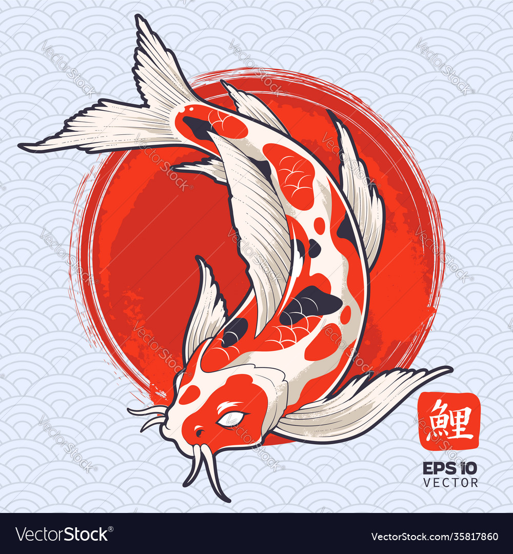 Koi fish drawing Royalty Free Vector Image - VectorStock