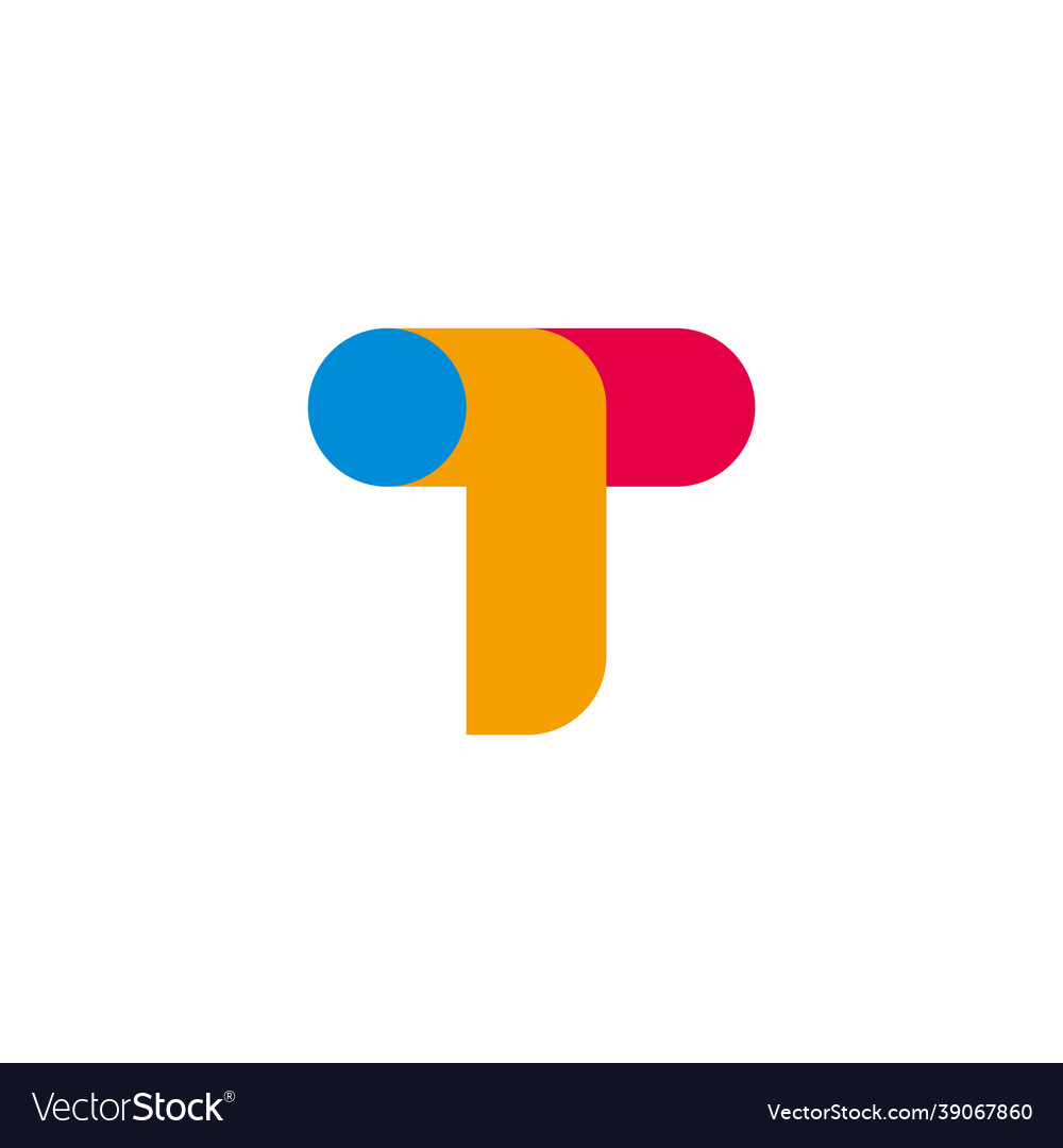 Letter t simple geometric colorful fun logo