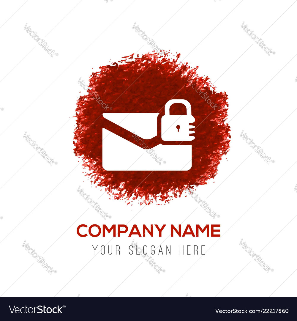 Message secure icon - red watercolor circle splash