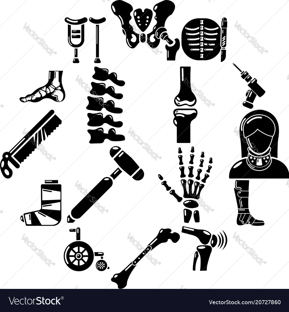 Orthopedist bone tools icons set simple style Vector Image