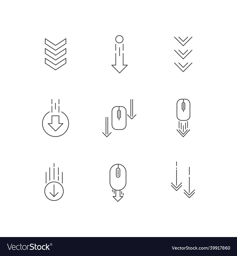 Scrolling down arrows pixel perfect linear icons